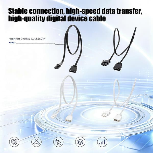 PVC ARGB lys hovedkort synkroniseringskabel for ROG datamaskin kabinett modding 50 cm lang svart