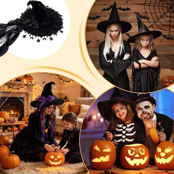 Halloween Hekse-/Trollmannhatt – Gotisk Mørk Heksekostymehatt og Hodeplagg