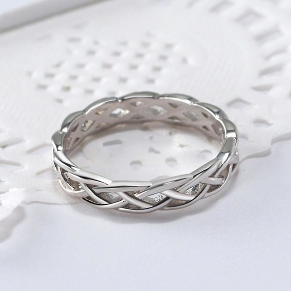 Minimalistiske kvinder snoet form hule bånd ring bryllup forslag smykker gave White Golden US 9