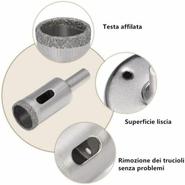 15 kpl set ?6-50 mm HSS-timanttiporanterät hiiliteräs märkäleikkaava timanttileikkuri laatoille