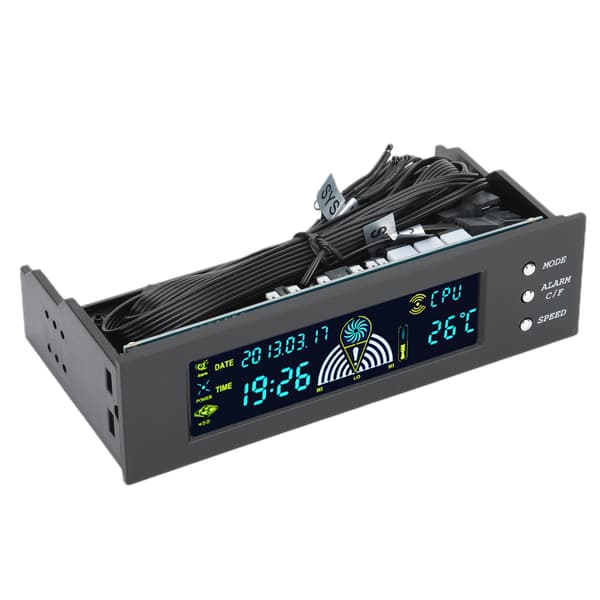 STW 5023 5.25in Frontpanel LCD Datamaskin Viftehastighetskontroller CPU HDD SYS Temperaturkontroll 3 Vifter