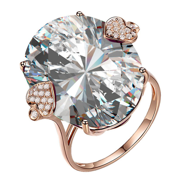 Bryllup Forlovelsesfest Brude Oval Rhinestone Indlagt Hjerte Finger Ring smykker White US 8