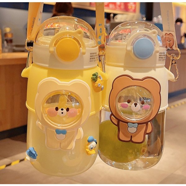 2kpl Creative Cartoon Cute Straw Cup (keltainen+720ml),