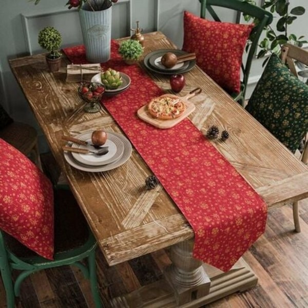 Deluxe Table Runner, kuumaleimattu muotoilu joulupöytäkoristukseen, illallisjuhliin tai perhejuhliin, sisällä tai ulkona