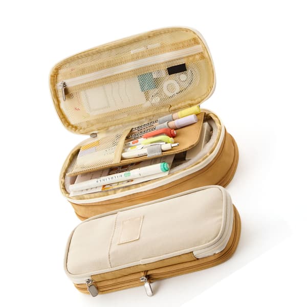 Papirpose Stor Kapasitet Studenter Macaron Fargematching Lerret Blyantpose Papirpose Lys Khaki Beige