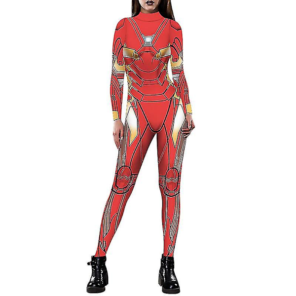 Halloween Spiderman Iron Man Bodysuit för kvinnor XL Red