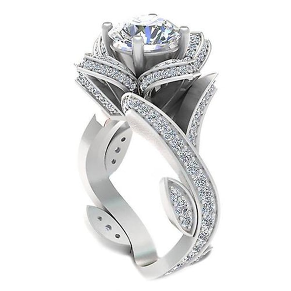 Kvinnor Romantisk gåva Bröllopsfest Blomma Blad Glänsande Zircon Knuckle Finger Ring 9