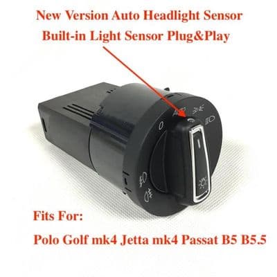 Hovedlysbryter med sensor, integrert automatisk lys, for VW Polo 9N 6R Golf 4 Jetta Mk4 Passat B
