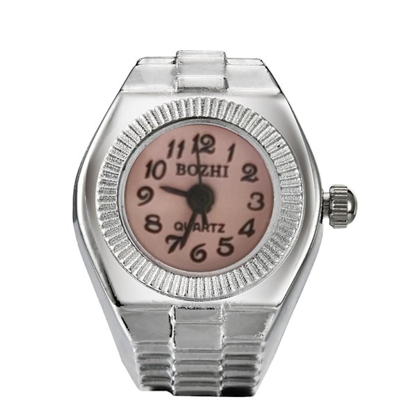 Watch Klockform Stretchig Unisex Pointer Rund Urtavla Quartz Watch Ring För Cocktailparty Pink