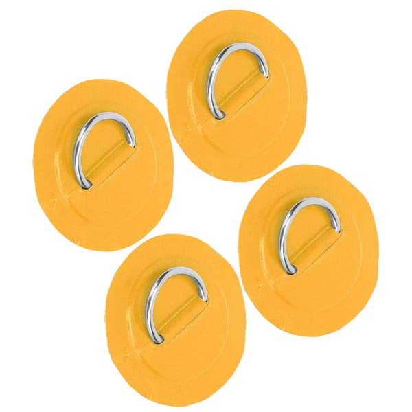4 st PVC Patch Elastiskt Rep Set med Rostfritt Stål D Ring Pad Gul