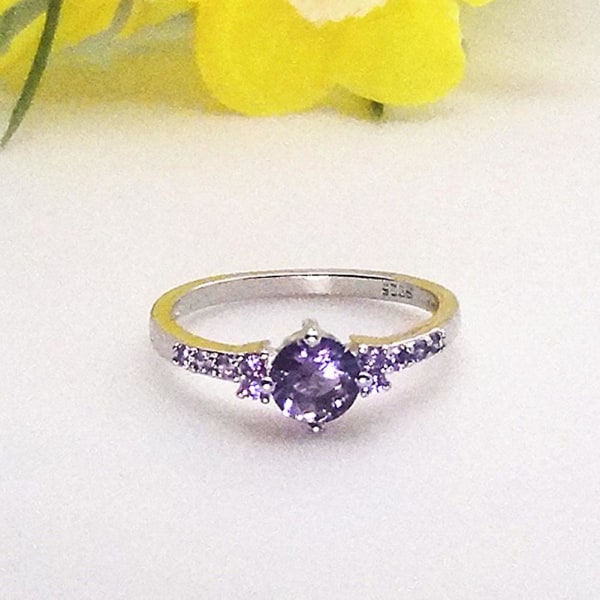 Luksus Kvinder Faux Ametyst Indlagt Finger Ring Bryllup Engagement Smykker Gift US 7