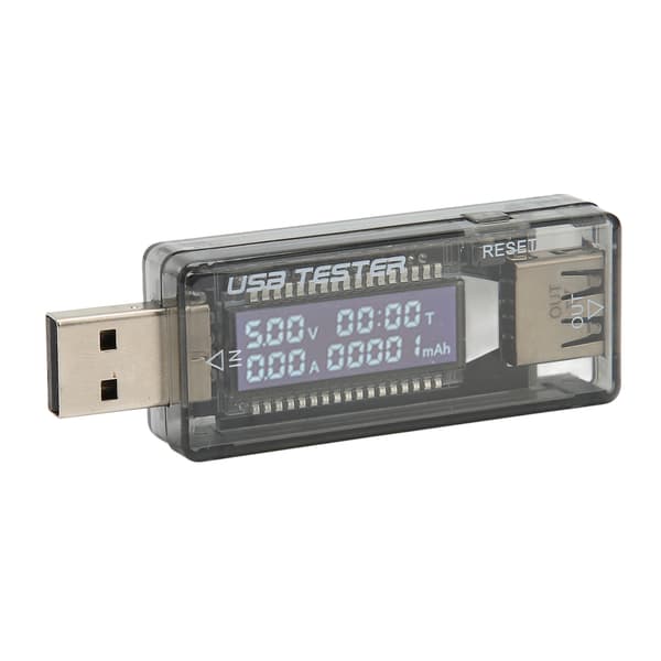 USB Oplader Måler LCD Display Transparent Bærbar Strøm Spændingstester 3.5V til 20V 0A til 3.3A