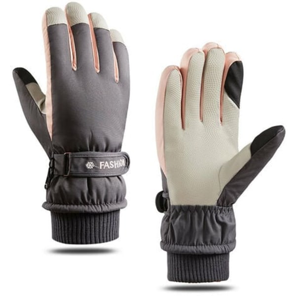 Thermal vinterhandske - bekväm, vindtät, vattentät, halkfri, perfekt för cykling, skidåkning, camping, grå