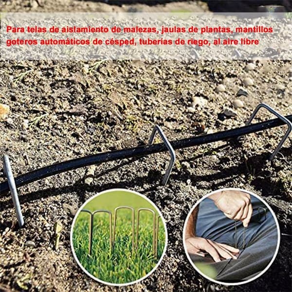 50 STK Galvaniserte U-formede plenplugger Rustsikre hageplugger for gjerder og ugressbarrierer