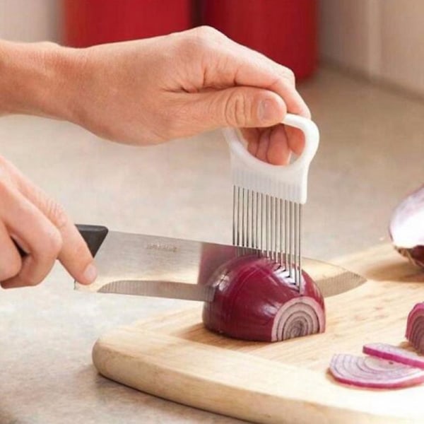 Shredders Slicers Tomat Lök Grönsaker Slicer Skärhjälp Hållare Guide Skärning Skär Säker gaffel Kök Matlagningstillbehör