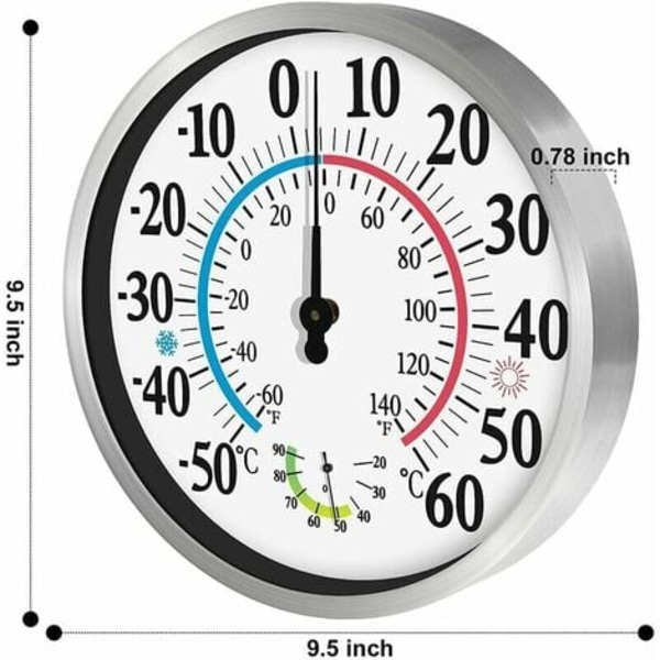 12" udendørs termometer store cifre - 2 i 1 trådløst indendørs udendørs termometer Hygrometer termometer, hygrometer Wal