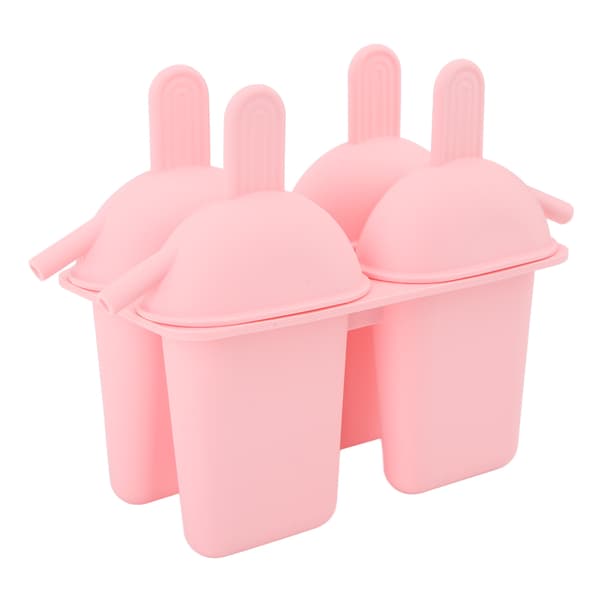 Rosa bærbar silikon iskremform DIY ispinne maker med 50 pinner