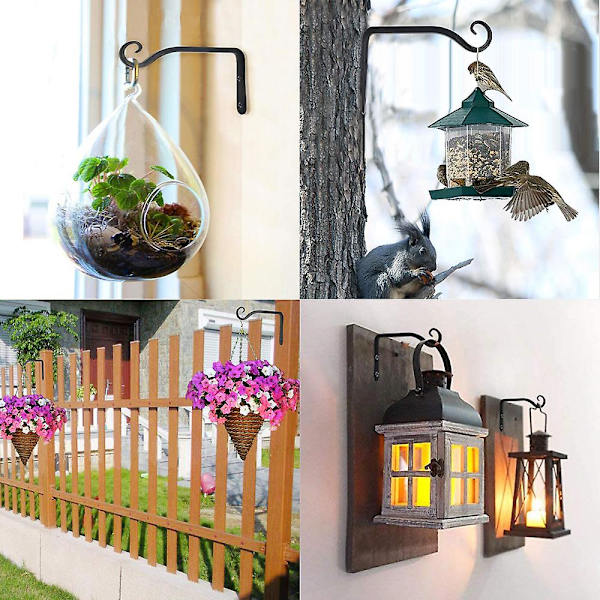 Blomsterhængende Holder,jern Vægkrog Blomsterhængende Holder 2stk Sort 2PCS BLACK
