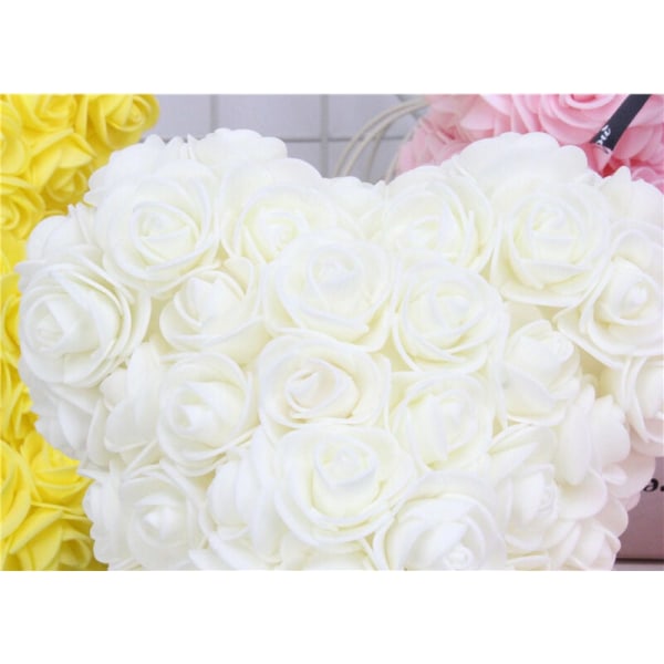 Valkoinen rusetti 5cm halauskarhu + ruusukarhu lahjarasia ystävänpäivälahja ruusu iso valkoinen karhu
