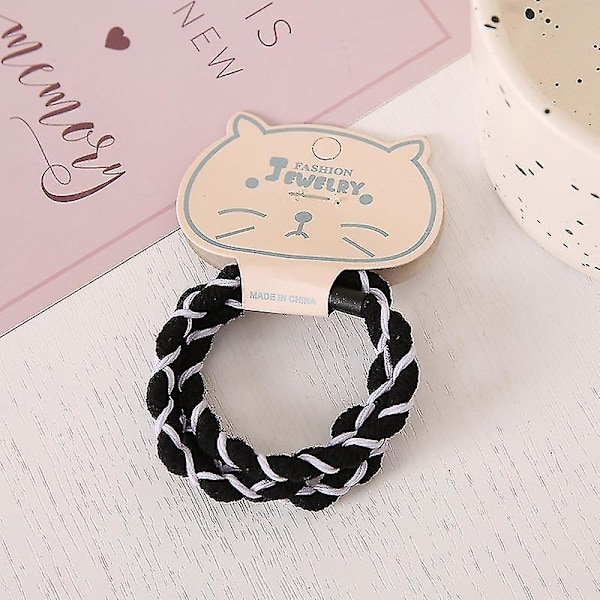 3st Svart Vit Hårrep Färgmatchning Enkelhet Hög Elasticitet Armband Hästsvanshållare Hår Figure 8 Black And White