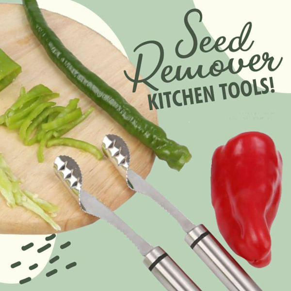 2 X Bekväm Pepper Corer Roterande Cutter Rostfritt stål Hängkrok Slät Edge Core Remover för dagligt liv