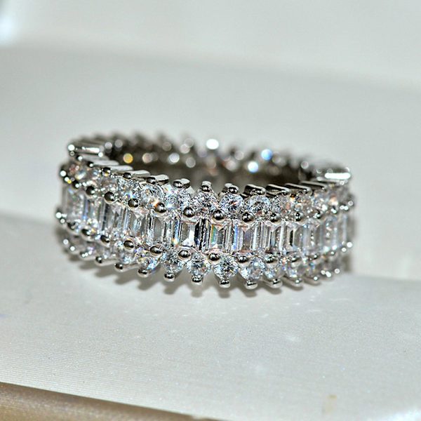 Kvinnor Creative Glittrande Cubic Zirconia inläggningar breda band ringar smycken present Rose Gold US 6