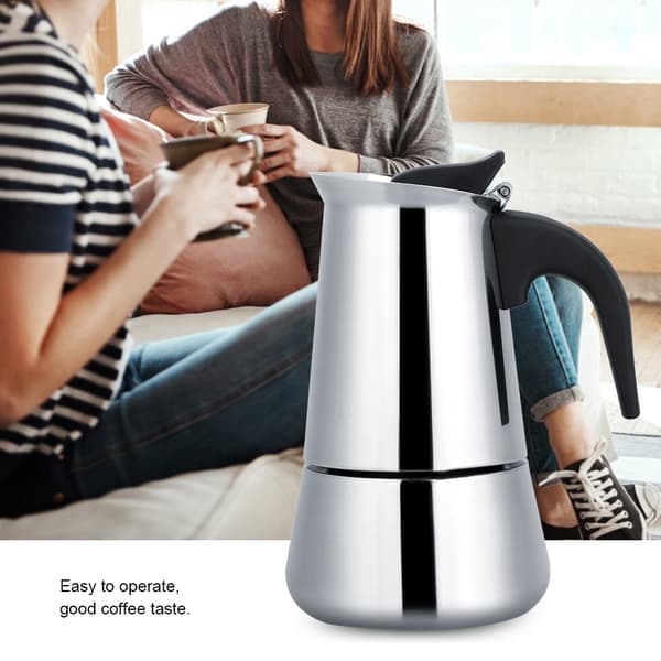 Bærbar Moka Espressomaskin i rustfritt stål, 200 ml