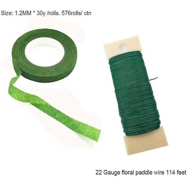 7 delar set 1,2 cm band, 22 gauge blomtråd, 26 gauge järntråd för blommor och 100 delar kulhuvudsnålar