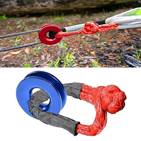 Winch Snatch Recovery Ring til Soft Shackle ATV Rcovery 41000 Lbs Blue ring red rope