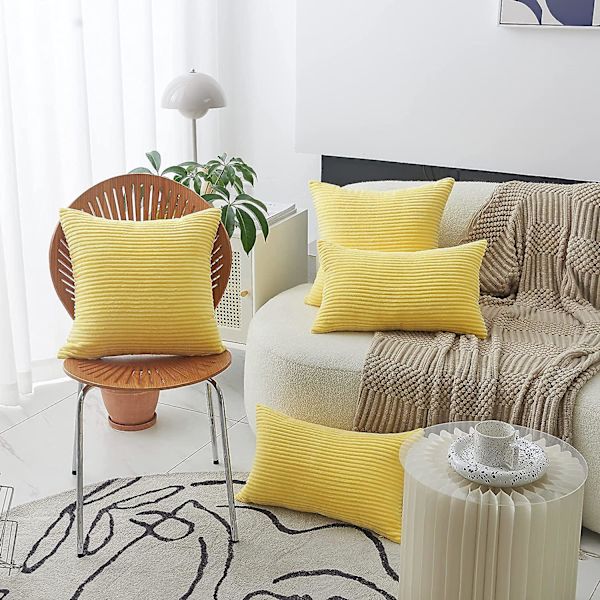 Korsryggputetrekk 2 pakke dekorative stripete kordfløyel rektangel putetrekk avlange putetrekk for sofa 20 * 20*Inch Sundress