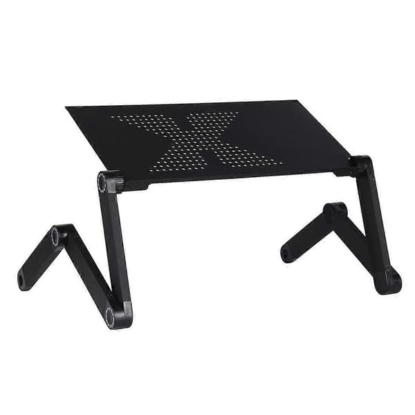 Forlæng bærbar 360 graders justerbar foldbar skrivebordsstander i aluminiumslegering til bærbar computer/notebook, uden CPU-blæsere og musemåtte (sort) Svart