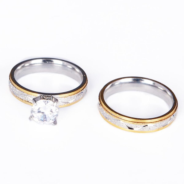 2 st Män Kvinnor Creative Cz Inlagda Bröllopsringar Lover&#39;s Ring Set Bröllopssmycken US 6