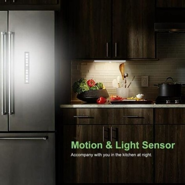 Rörelsesensor LED-interiörbelysning - 3-pack 10 LED-lampor Trådlös klädkammare batteridrivna lampor med självhäftande kök