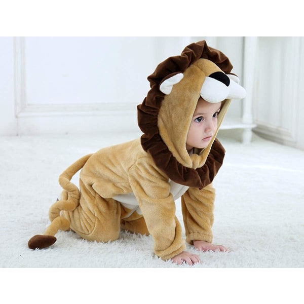 Baby Dinosaur Kostume Børne Sød Hættetrøje Jumpsuit Halloween Lion 12-18 Months