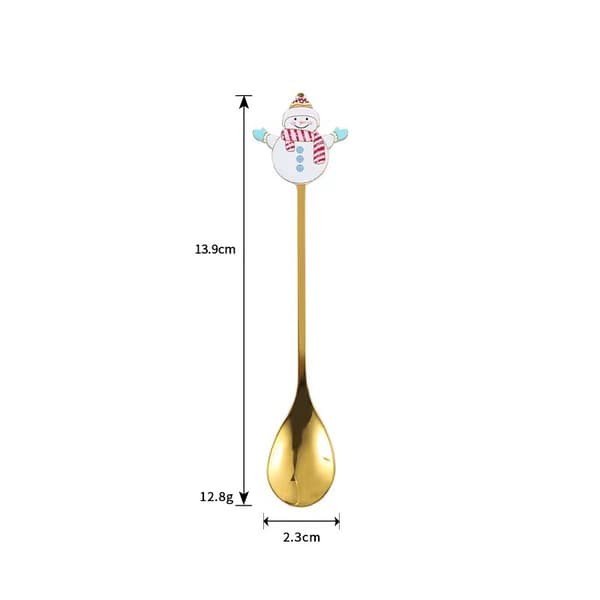 Julekaffeeskeer, sæt med 4 guld dessert- og teskeer, 304 rustfrit stål - B17