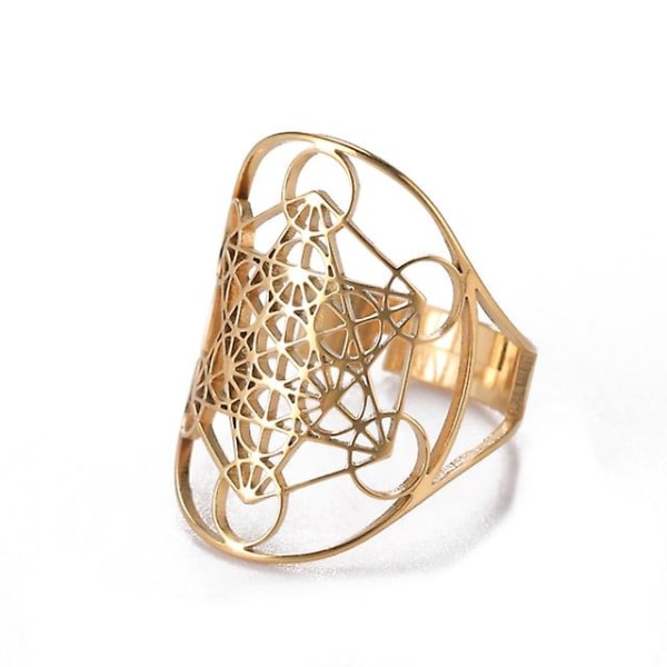 Ærkeengel Metatron geometriske ringe i rustfrit stål, der kan ændres størrelse Salomon-smykker Hemmelighederne i kabbalisternes have