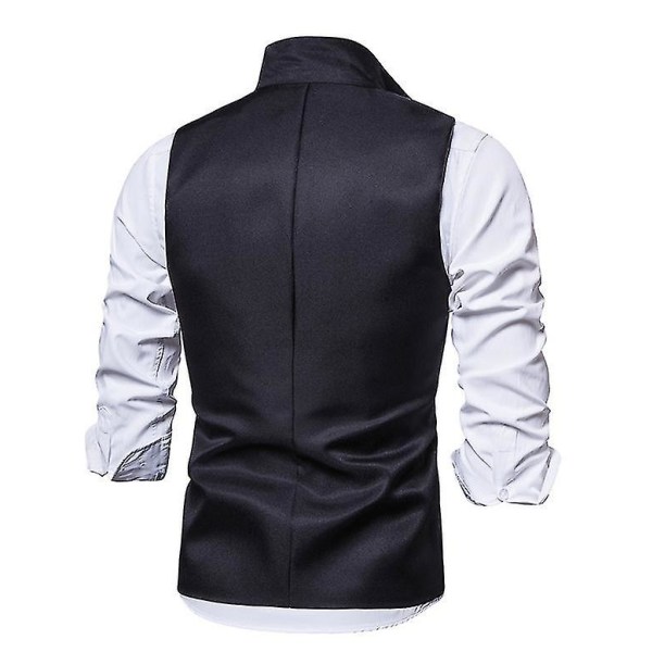 Mænd Lapel Suit Vest Casual Stilfuld ensfarvet vest M Black