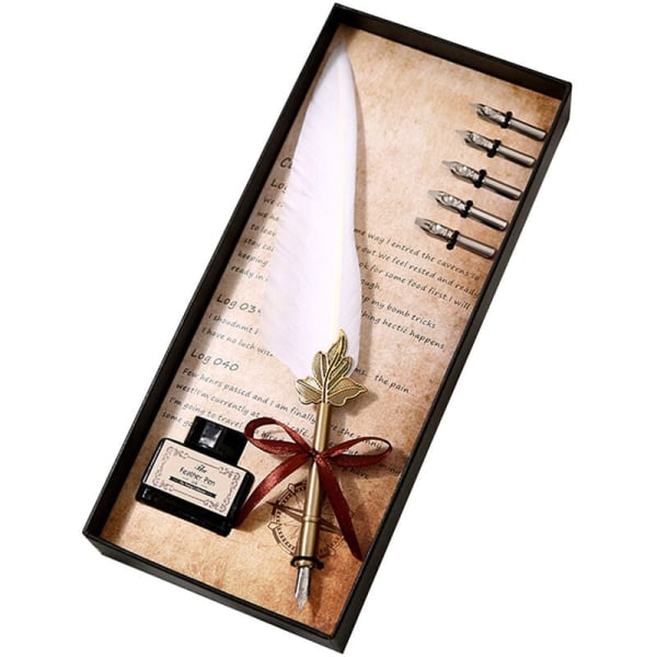 009000 Vit Vintage Nib Pen Goose Quill Pen Copper Bar Dip Water Pen Holiday Presentbox