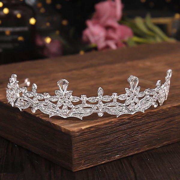 Enkel diamant brude krone Elegant bryllup Rhinestone hodeplagg Sjarmerende smykker gaver til kvinner