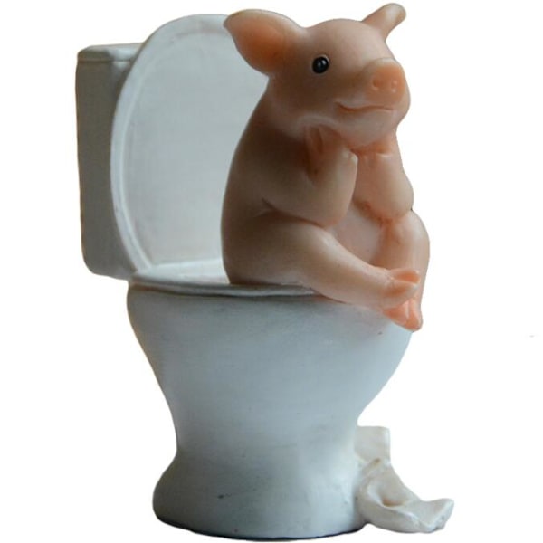 Kreativ sød grisesimulering tegneseriedyrmodeldekoration (lille gris på toilettet)