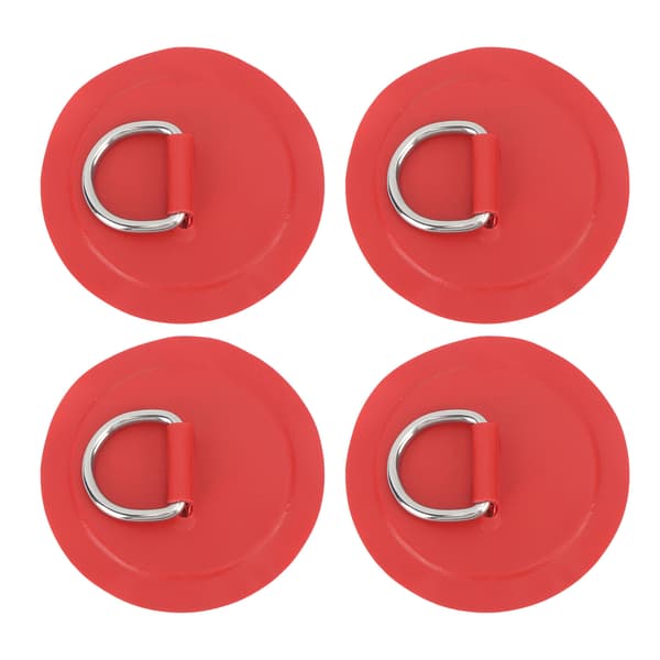 Rustfritt stål rød D-ring patch for båt flyte padlebrett 4-pakning