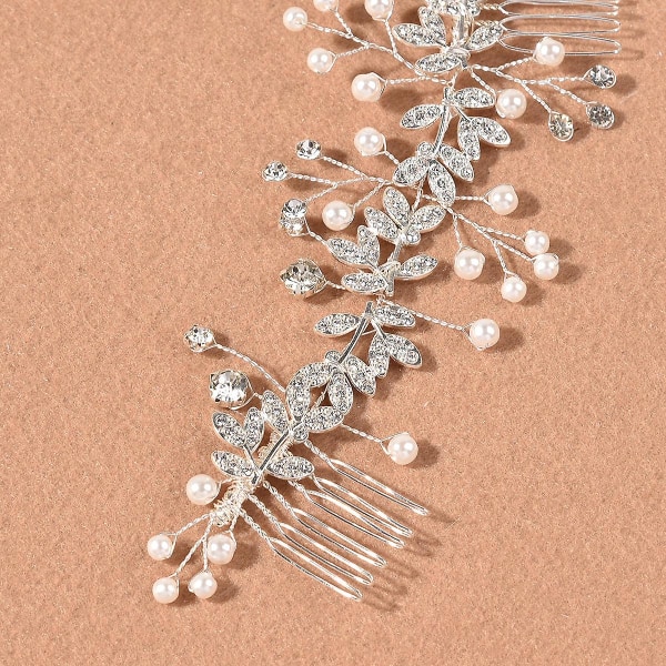 Blomma Lång Insert Kam Strass Inläggning Vintage Elegant Handgjord hårkam För Kvinnor Bröllopsfest Gold