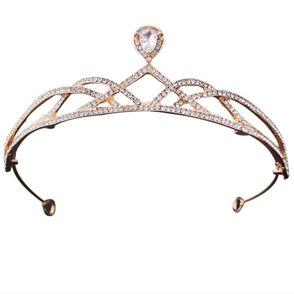 Bröllopshuvudbonad Diamond Crown Bröllopsklänning Accessoarer Födelsedagsfest Match Gold