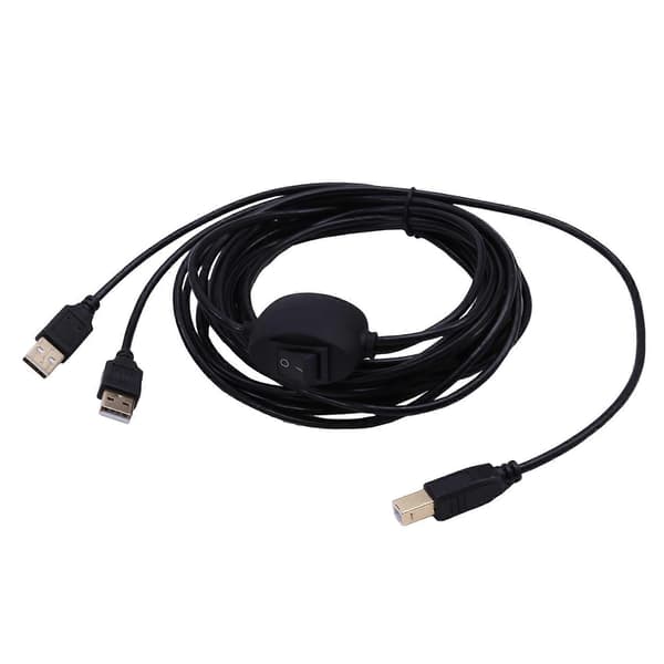 2 i 1 printerkabel USB A til B han til han printerkabel til printerfordeler til to computere B Svart
