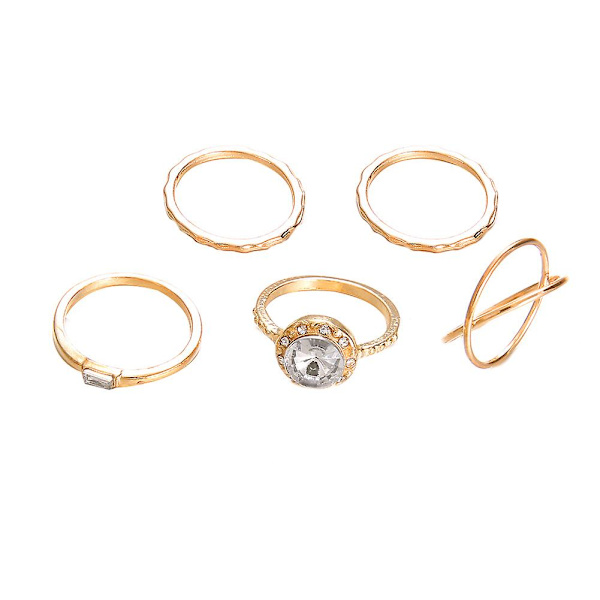 5st/ set Mode kvinnor Cross Round Cubic Zirconia Finger Ring Party Smycken