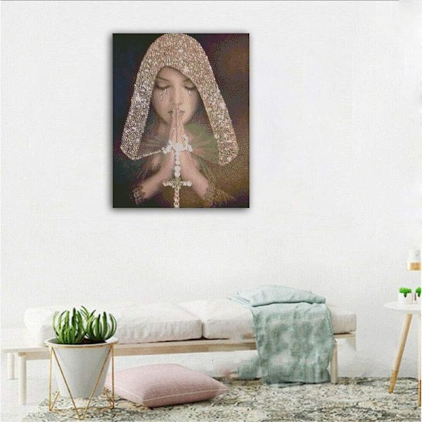 Tee se itse 5D- diamond painting , 5D-DIY diamond painting : rukoileva kauneushahmo, taidekäsityöseinäkoristelu - 30*40cm,