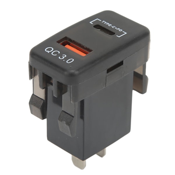 Vippekontakt Dobbelt USB Biloplader med Hurtig Opladning & Blå Voltmeter - Universal til RV'er