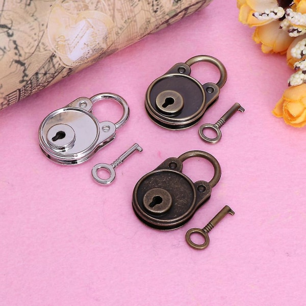 Mini Bear formad lås metall nyckelade hänglås för smyckeskrin liten trälåda