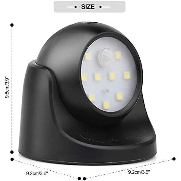 Bevægelsessensor udendørs væglampe 360 graders roterende kreativ hjemmesensorlampe sort enkeltpakke
