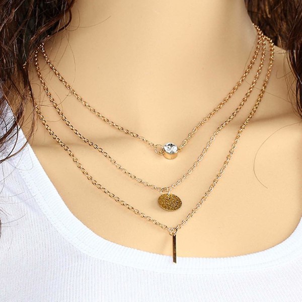 Naisten Moon Star Pendant Choker -kaulakoru kultainen hopea pitkäketjuinen koru